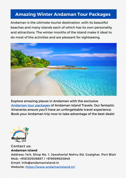 Are you planning to travel to Andaman Island? Andaman Island Travels - One of the leading tour operators in Andaman for Andaman Tour Packages. We provide customized Andaman Islands Holiday packages at affordable prices.
To know more, Visit us at: https://www.andamanisland.in/