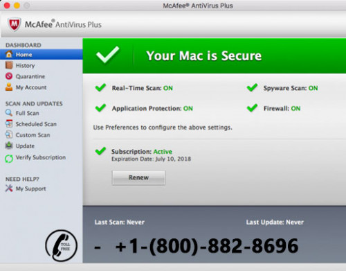 If are you unable to update McAfee software, then call us our McAfee Customer Care Number +1-(800)-882-8696.