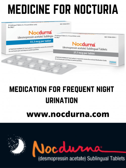 NOCDURNA is a tablet for people who wake up at least 2 times per night to urinate, due to a condition called nocturnal polyuria. It's an easy, fast way to have a good night's sleep—and feel refreshed the next day. 
Sublingual tablets disintegrate under the tongue and release nocdurna into the bloodstream quickly. Based on a clinical trial of NOCDURNA, once-nightly dosing is as effective as dosing twice nightly for nocturia due to NP.

Visit https://www.nocdurna.com/discover-nocdurna/#about-nocdurna

#WhatIsNocturiaInMedicalTerms, #NocturnalPolyuriaCauses, #WhatIsNocturnalPolyuria, #MedicineForNightUrination, #NighttimeUrinationMedication, #MedicineForNocturia, #MedicationForFrequentNightUrination, #SublingualTablets, #NocturnalPolyuriaTreatment,
