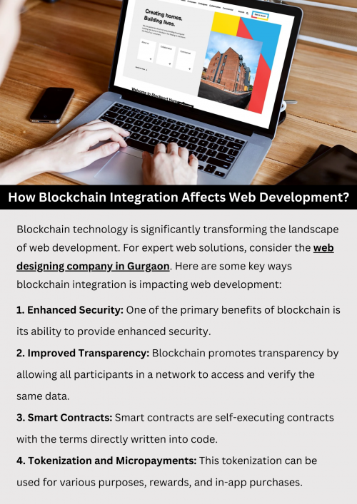 Blockchain integration is revolutionizing web development by enhancing security, transparency, and data integrity. Its decentralized nature ensures robust protection against data tampering and fraud, fostering trust among users. Additionally, blockchain facilitates seamless and secure transactions, making it ideal for e-commerce and financial applications. As a result, web developers are increasingly incorporating blockchain to build more secure and reliable web solutions. To know more visit here https://singhimarketingsolutions.com/web-designing-services/gurgaon/