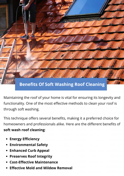 Soft washing is an effective, safe, and economical method for cleaning and maintaining your roof. It offers numerous benefits, from preserving the roof’s integrity to enhancing curb appeal and promoting a healthier living environment. Regular soft washing can extend the life of your roof, improve energy efficiency, and ensure compliance with warranty requirements. Embracing this gentle cleaning method is a wise investment for any homeowner. To know more visit here https://hwcoastal.com/soft-wash-roof-cleaning/