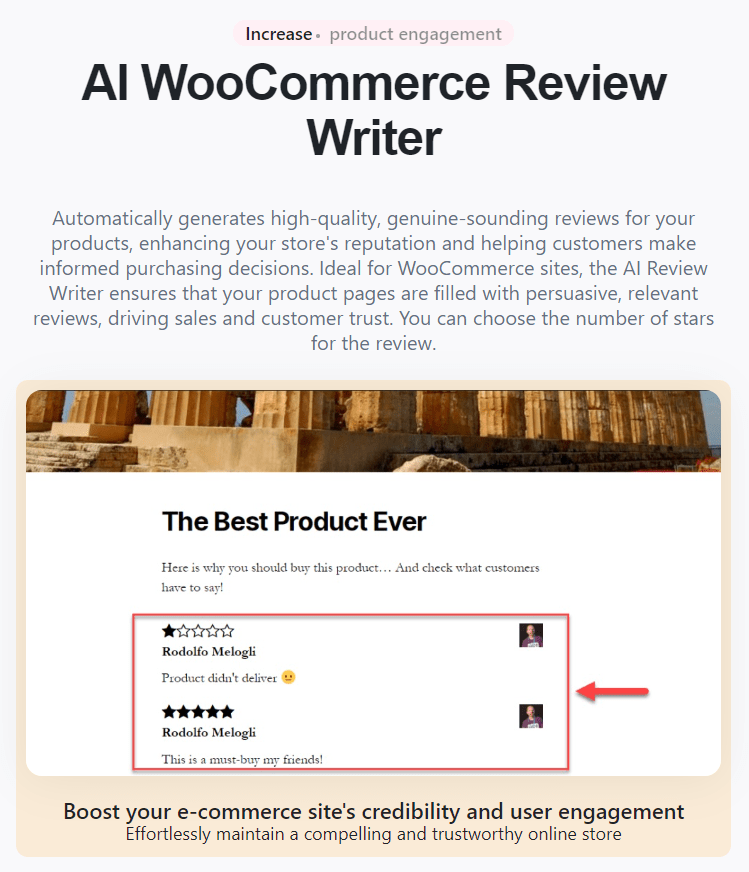 WooCommerce review writer