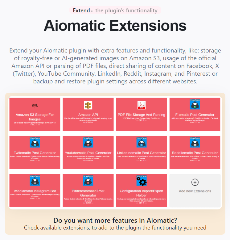 Aiomatic Extensions