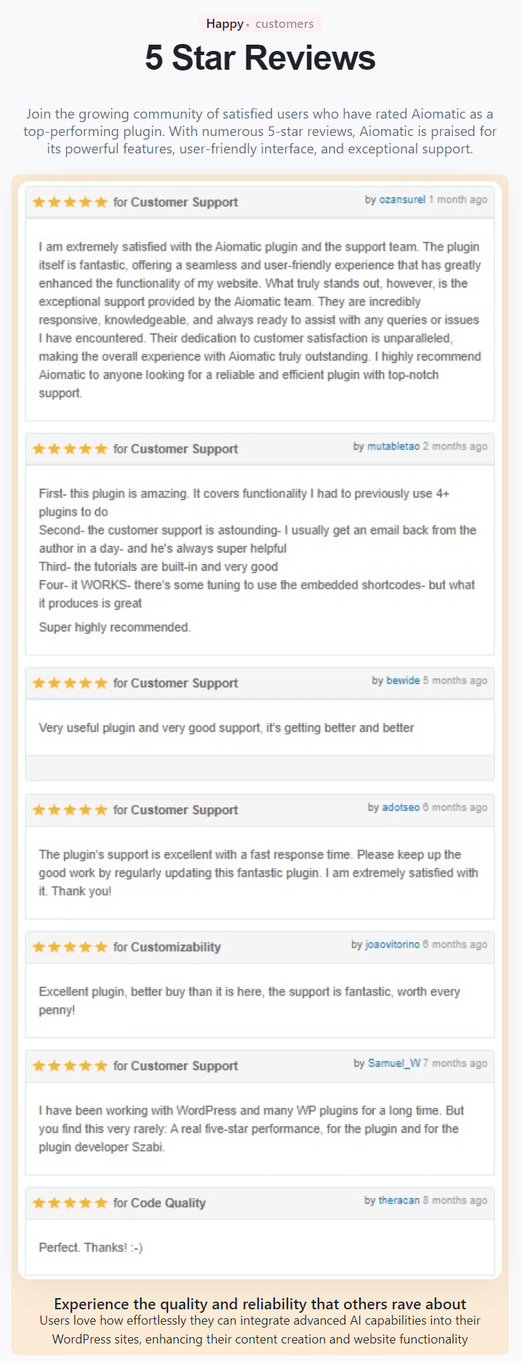 Customer reviews