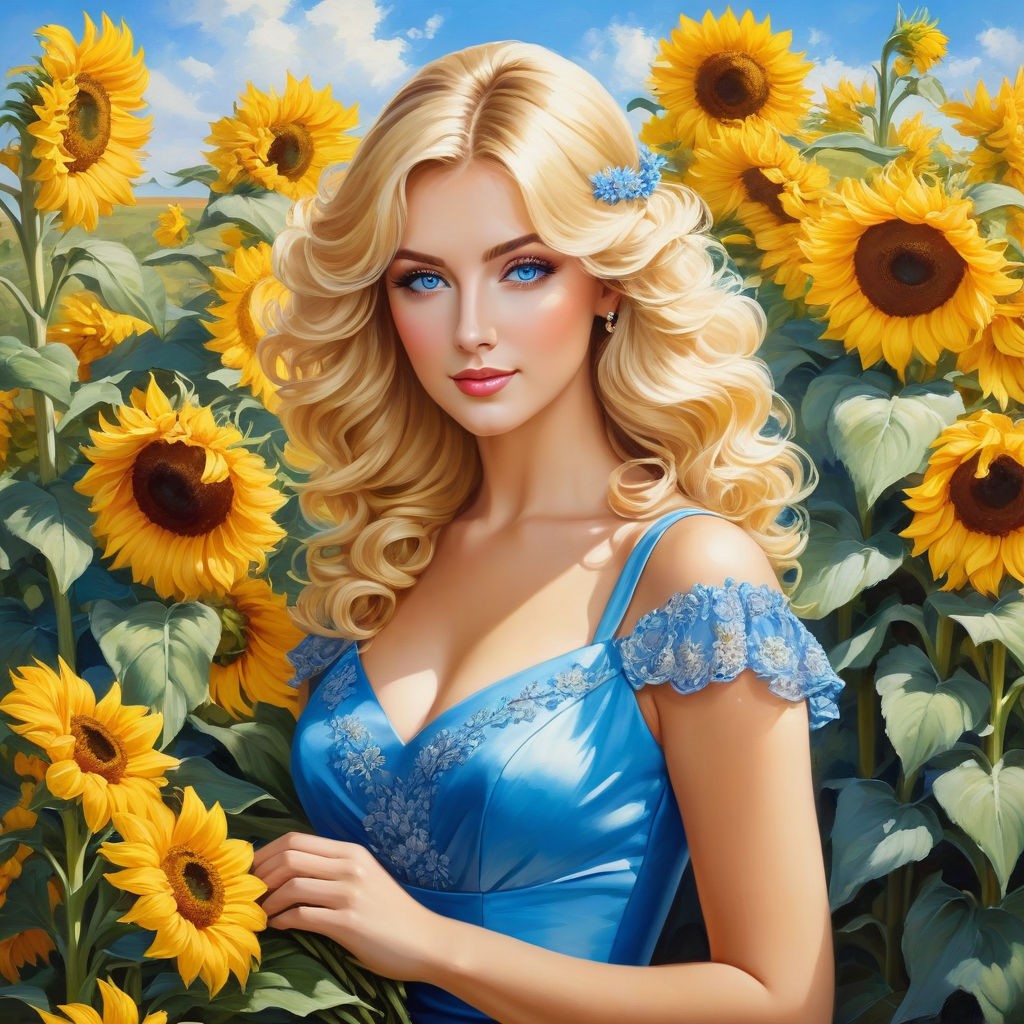 portrait paintingblonde woman with blue eyeshairstyle debut with bangsbeautiful curlsbeautiful d (3)