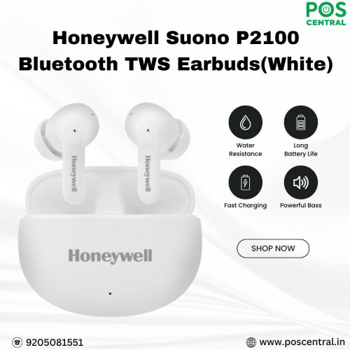 Discover the Honeywell Suono P2100 Truly Wireless Earbuds white, designed for unparalleled audio experiences. With Environmental Noise Cancellation (ENC) mode and quad mics, enjoy crystal-clear calls even in noisy environments. The dynamic 13mm drivers deliver robust sound quality, making these earbuds ideal for both music enthusiasts and gamers. Boasting an impressive 50-hour playtime, the Suono P2100 ensures you stay immersed in your audio for longer. Buy Honeywell Suono P2100 Bluetooth TWS Earbuds Online today at POS Central India for premium sound quality and unbeatable performance. Visit for more information: https://www.poscentral.in/honeywell-suono-p2100-bluetooth-tws-earbuds-white.html