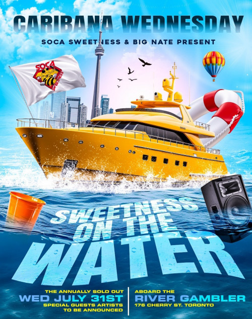 DJ Soca Sweetness & Big Nate is organizing SWEETNESS ON THE WATER BOATRIDE event by DJ Soca Sweetness & Big Nate on 2024–07–31 08 PM in Canada, we are selling the tickets for SWEETNESS ON THE WATER BOATRIDE. https://www.ticketgateway.com/event/view/vitaminsea2024