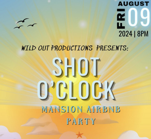 WILD OUT PRODUCTION is organizing SHOT O'CLOCK event by WILD OUT PRODUCTION on 2024–08–09 08 PM in Canada, we are selling the tickets for SHOT O'CLOCK. https://www.ticketgateway.com/event/view/shotoclock
