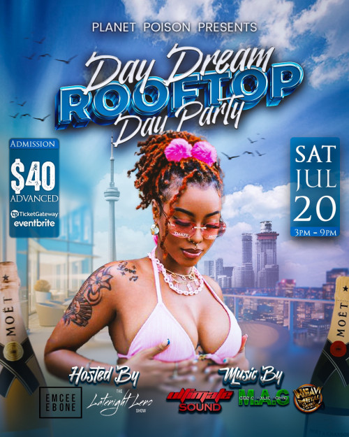 Planet Poison is organizing Day Dream RoofTop Day Party event by Planet Poison on 2024–07–20 03 PM in Canada, we are selling the tickets for Day Dream RoofTop Day Party. https://www.ticketgateway.com/event/view/day-dream-rooftop-day-party