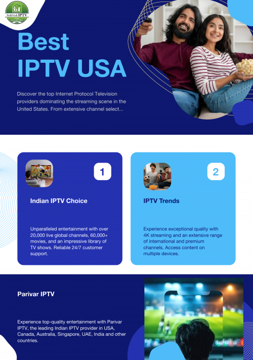 Experience top-quality entertainment with Parivar IPTV, the leading Indian IPTV provider in USA, Canada, Australia, Singapore, UAE, India and other countries. Offering a wide array of Desi channels in USA, we ensure you stay connected to your roots with the best of Indian television. Whether you're looking for Bollywood movies, regional shows, or live sports, if you are looking for IPTV services near me, then no loof further because we bring the best of Indian content right to your home. Choose Parivar IPTV for reliable service, excellent customer support, and the ultimate viewing experience for Indian channels in the USA.
Visit:-https://parivariptv.com/