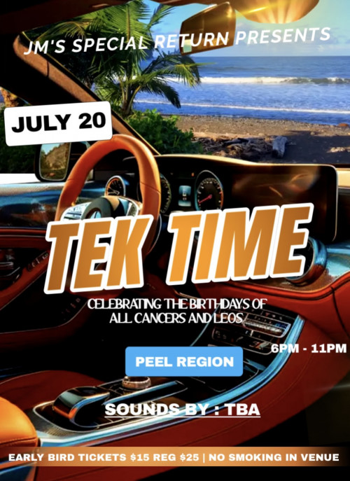 JM is organizing TEK TIME (Day Rave) event by JM on 2024–07–20 04 PM in Canada, we are selling the tickets for TEK TIME (Day Rave). https://www.ticketgateway.com/event/view/tek-time--day-rave-