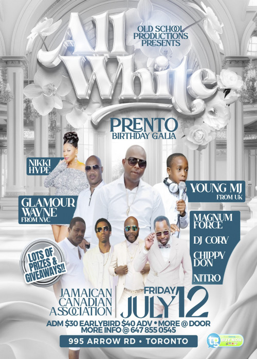 OldSchoolProduction is organizing All White | Prento Birthday Gala event by OldSchoolProduction on 2024–07–06 10 PM in Canada, we are selling the tickets for All White | Prento Birthday Gala. https://www.ticketgateway.com/event/view/allwhiteprentobirthdaygala2024