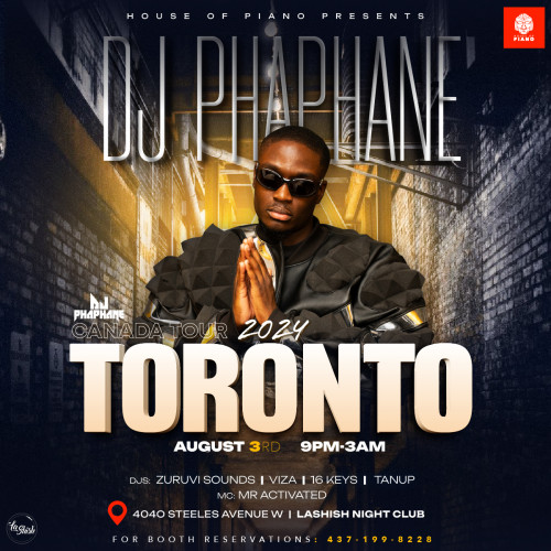 House Of Piano is organizing Dj Phaphane Canada Tour 2024 event by House Of Piano on 2024–08–03 09 PM in Canada, we are selling the tickets for Dj Phaphane Canada Tour 2024. https://www.ticketgateway.com/event/view/dj-phapane-canada-tour-2024