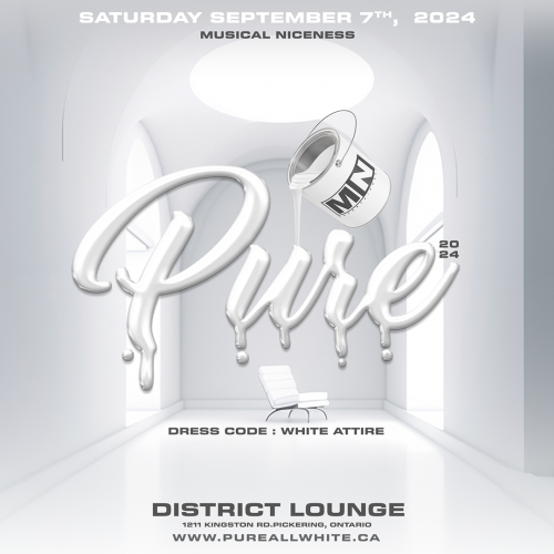 Musical Niceness is organizing PURE - ALL WHITE event by Musical Niceness on 2024–09–07 11 PM in Canada, we are selling the tickets for PURE - ALL WHITE. https://www.ticketgateway.com/event/view/pure-all-white