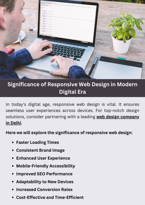 Responsive web design is crucial in today's digital era as it ensures websites function seamlessly across various devices, including smartphones, tablets, and desktops. This adaptability enhances user experience, increases engagement, and reduces bounce rates. Additionally, search engines favor mobile-friendly sites, boosting SEO rankings. Implementing responsive design is essential for businesses to stay competitive and accessible in an increasingly mobile-centric world. To know more visit here https://singhimarketingsolutions.com/web-designing-services/delhi/