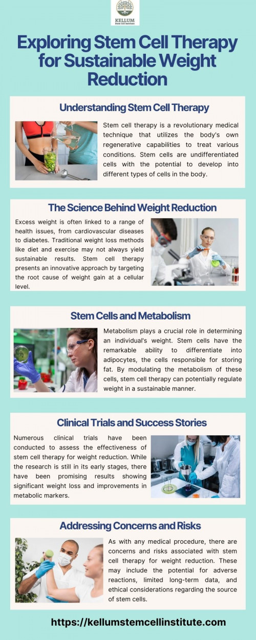 Exploring stem cell therapy for sustainable weight reduction represents a paradigm shift in the field of healthcare. By harnessing the body's innate regenerative capabilities, this approach offers new hope for individuals struggling with obesity and its associated health risks. For more details, visit our website: https://kellumstemcellinstitute.com