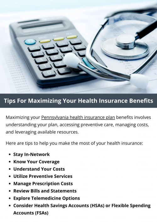 By understanding your health insurance plan, using preventive services, managing costs, and staying proactive with your healthcare needs, you can maximize your benefits and ensure you receive the care you need without unnecessary expenses. Regularly reviewing your coverage and staying informed about changes will help you make informed decisions about your healthcare. To know more visit here https://www.capbluecross.com/wps/portal/cap/home/shop/individual/what-is-pennie