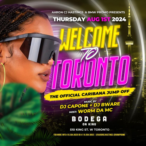 Aaron Hastings is organizing WELCOME TO TORONTO THE CARIBANA JUMP OFF 2024 event by Aaron Hastings on 2024–08–01 10 PM in Canada, we are selling the tickets for WELCOME TO TORONTO THE CARIBANA JUMP OFF 2024. https://www.ticketgateway.com/event/view/welcome-to-toronto-the-caribana-jump-off-2024