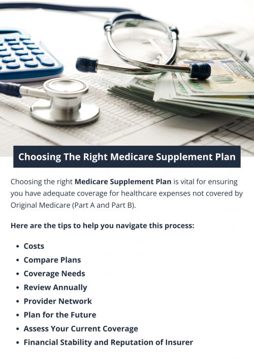 Choosing the right Medicare Supplement Plan involves comparing benefits, costs, and coverage options. Start by understanding your healthcare needs and budget. Research Plan types (A to N) to find one that complements your Medicare coverage. Consider factors like premiums, deductibles, and provider networks. To know more visit here https://www.capbluecross.com/wps/portal/cap/home/shop/medicare-supplement