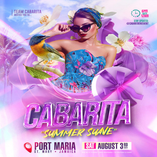 CABARITA Entertainment LTD is organizing CABARITA SUMMER SUAVE event by CABARITA Entertainment LTD 2024–08–03 6 PM in Canada, we are selling the tickets for CABARITA SUMMER SUAVE.https://www.ticketgateway.com/event/view/cabarita2024ss