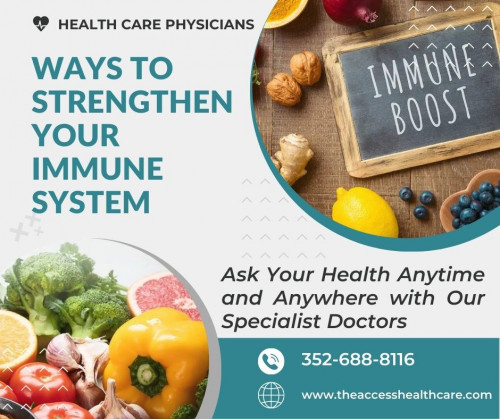 At Access Health Care Physicians, LLC, we understand the importance of a strong immune system in maintaining overall health and wellness. That's why we offer a variety of services and resources to help strengthen your immune system and protect your body from disease. Our team of skilled health professionals is committed to providing personalized care that meets your unique needs. Whether you're looking for advice on immunity-boosting supplements, guidance on healthy eating habits, or tips for managing stress, our team is here to help. We believe that prevention is the best medicine. By working together to strengthen your immune system and taking a proactive approach to your health, we can help you live a healthier life. Contact us today to learn more about our services and schedule a consultation with one of our experienced healthcare providers.