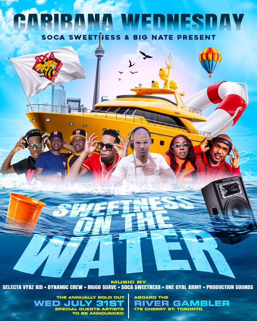 DJ Soca Sweetness & Big Nate. is organizing SWEETNESS ON THE WATER BOATRIDE event by DJ Soca Sweetness & Big Nate Ent. on 2024–08–04 11 PM in Canada, we are selling the tickets for SWEETNESS ON THE WATER BOATRIDE EVENT https://www.ticketgateway.com/event/view/sow2024