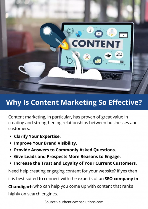 Content marketing is free for the leads who encounter it. A well-thought-out content marketing strategy helps to improve your brand visibility. Your content not only becomes a trusted online resource but it demonstrates how well your business anticipates your customers’ questions and concerns. It’s good to always have something new and valuable to share with prospects.  Do you want to know more about content curation? If yes then it is propounded to connect with the experts of an SEO company in  Chandigarh. For more details visit here https://singhimarketingsolutions.com/seo-services-company-chandigarh