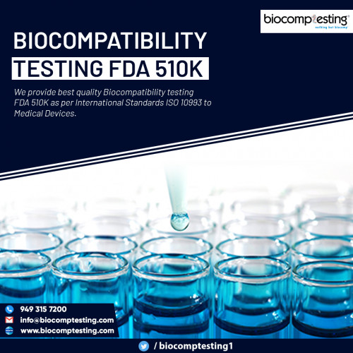 At Biocomptesting, Inc. we provide a variety of analytical solutions to support your 510k filing by helping to determine product equivalency. Biocompatibility testing refers to testing to determine the "potential for an unacceptable adverse biological response resulting from contact of the component materials of the device with the body.
http://www.biocomptesting.com/