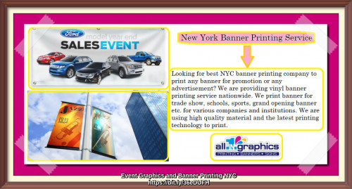 Looking for best NYC banner printing company to print any banner for promotion or any advertisement? We are providing vinyl banner printing service nationwide. We print banner for trade show, schools, sports, grand opening banner etc. for various companies and institutions. We are using high quality material and the latest printing technology to print. Please, visit our website, to know more about our product and services.
https://bit.ly/3BqYput