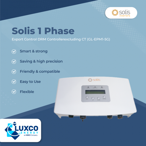 Solis 1 Phase Export Control DRM Controllerexcluding CT(GL-EPM1-5G)

1. Smart & strong
2. Saving & high precision
3. Friendly & Compatible
4. Easy to use
5. Flexile

Visit our site: https://www.luxcoenergy.com.au/wholesale-solar-inverters/solis/